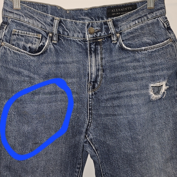 ALLSAINTS  Women Amy Girlfriend Distressed Jeans - Picture 9 of 12